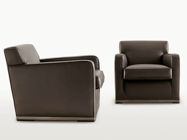 IMPRIMATUR - Upholstered leather armchair with armrests by Maxalto