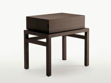 THRONOS - Rectangular solid wood bedside table with drawers by Maxalto