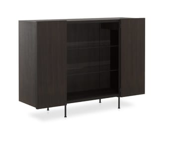 TILLER - Wooden highboard with doors by Porro