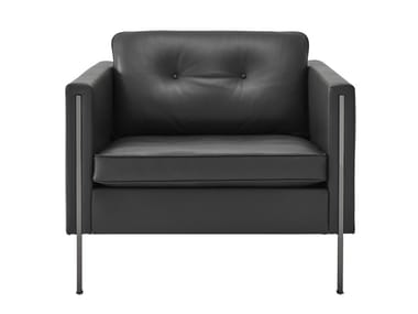 ANDY - Leather armchair with armrests by Ligne Roset