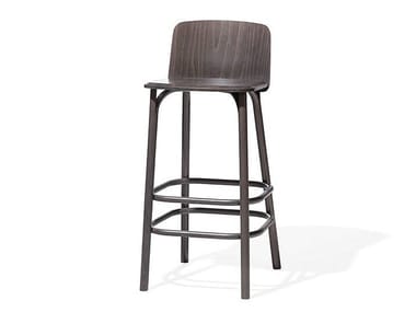 SPLIT - Wooden stool with back by TON