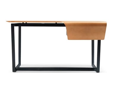 FRED - Tanned leather writing desk by Poltrona Frau