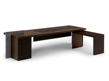 H_O DESK - Rectangular wooden executive desk with drawers by Poltrona Frau