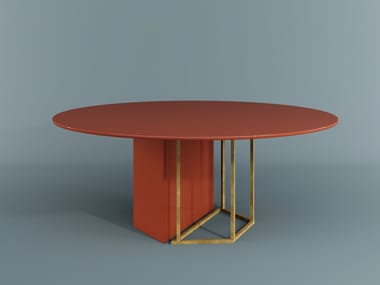 PLINTO - Round wooden dining table by Meridiani