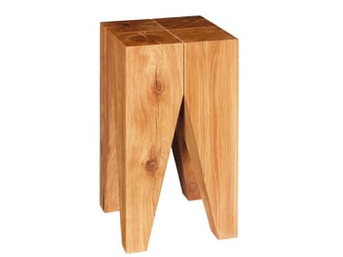 BACKENZAHN¢â - Solid wood stool / coffee table by e15