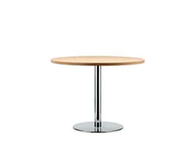 S 1123 - Round stainless steel and wood table by Thonet