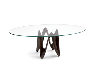 LAMBDA - Oval glass table by Sovet Italia