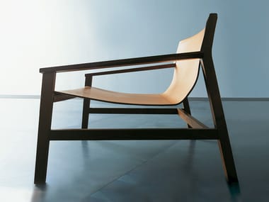 SDRAIO - Tanned leather armchair with armrests by Living Divani