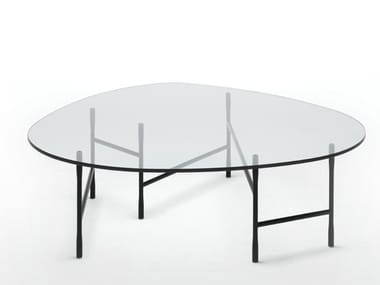 HINGE - Round glass coffee table by Living Divani