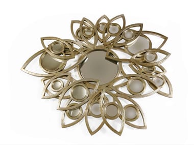 NEAPOLI - Round wall-mounted framed wooden mirror by Boca do Lobo