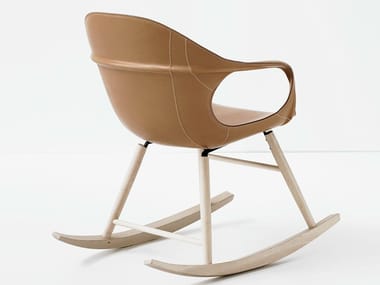 ELEPHANT ROCKING - Rocking tanned leather chair with armrests by Kristalia