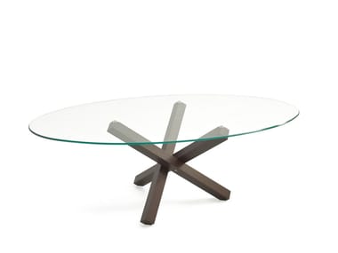 AIKIDO ELLIPTICAL - Oval glass table by Sovet Italia