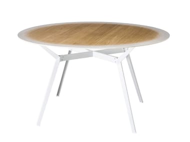 PYLON GRADIENT - Round steel and wood table by Moroso