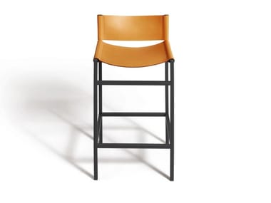 REA - High tanned leather stool with footrest by DE PADOVA