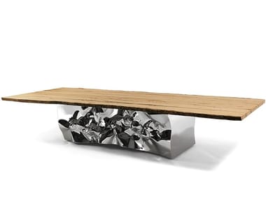 RIFLESSI IN LAGUNA - Rectangular table with briccola top and steel base by Riva 1920