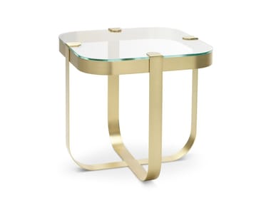 RING - Square glass and iron coffee table by Saba Italia