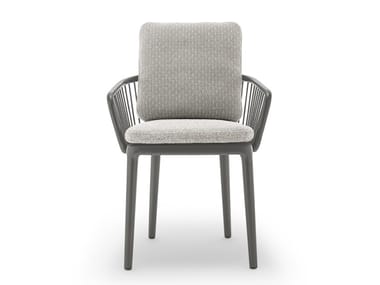 ROLF BENZ 232 YOKO - Upholstered aluminium garden chair with armrests by Rolf Benz