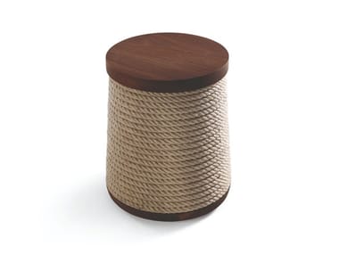 ROPE - Low stool in solid wood and hemp rope by Riva 1920