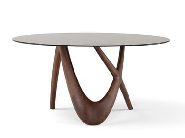 NX - Round wood and glass table by Amura