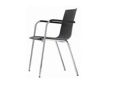 S 160 F - Stackable plastic chair with armrests by Thonet