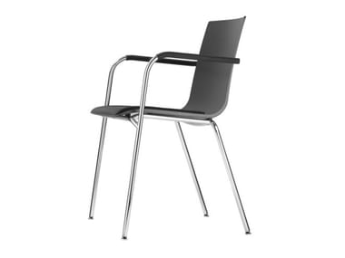 S 160 SPF - Stackable plastic chair with armrests by Thonet