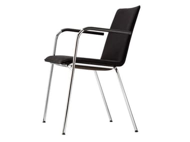 S 162 PVF - Upholstered stackable chair with armrests by Thonet