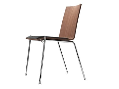 S 162 SP - Stackable plywood chair with integrated cushion by Thonet