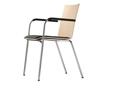 S 162 SPF - Stackable plywood chair with armrests by Thonet