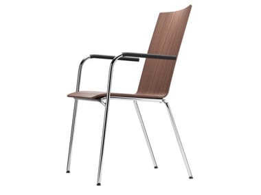 S 164 F - Stackable chair with armrests by Thonet