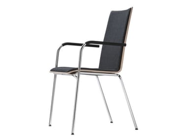 S 164 PF - Upholstered stackable chair with armrests by Thonet