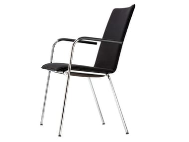 S 164 PVF - Upholstered stackable chair with armrests by Thonet