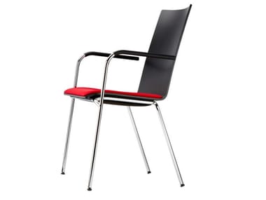 S 164 SPF - Stackable plywood chair with armrests by Thonet