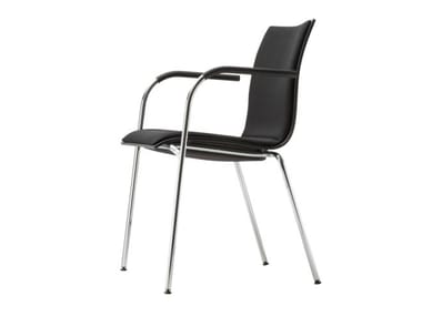 S 166 PF - Upholstered stackable chair with armrests by Thonet