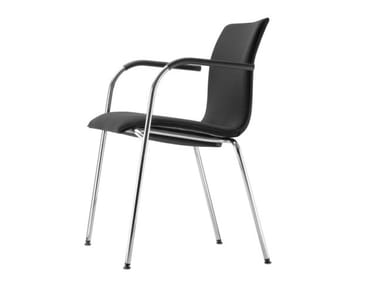 S 166 PVF - Upholstered stackable chair with armrests by Thonet