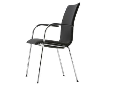 S 168 PVF - Upholstered stackable chair with armrests by Thonet