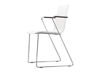 S 180 FST - Sled base chair with armrests by Thonet