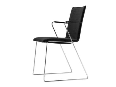 S 182 PVFST - Sled base upholstered chair with armrests by Thonet