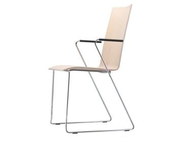 S 184 FST - Sled base chair with armrests by Thonet