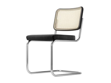 S 32 SPV - Cantilever chair with canework backrest and plywood seat by Thonet