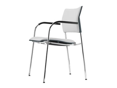 S 360 PFST - Upholstered stackable chair with armrests by Thonet