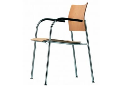 S 361 F - Stackable chair with armrests by Thonet