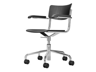 S 43 FDR - Swivel chair with armrests and with castors by Thonet