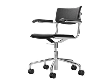 S 43 PVFDR - Swivel upholstered chair with armrests and with castors by Thonet