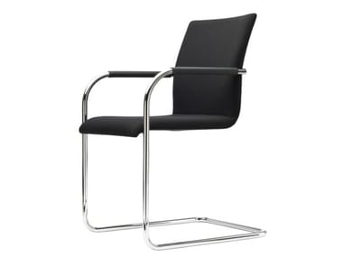 S 55 PF EVO - Cantilever upholstered chair with armrests by Thonet