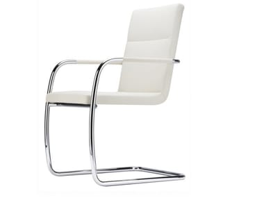 S 61 V - Cantilever upholstered chair with armrests by Thonet