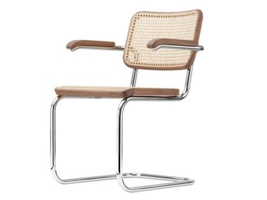 S 64 V - Cantilever chair with supporting synthetic mesh (Frame - chrome) by Thonet