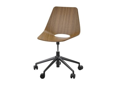 S 661 DR - Multi-layer wood office chair with castors with 5-Spoke base by Thonet