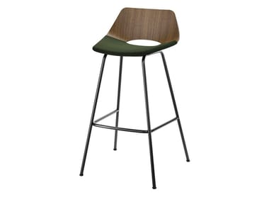 S 661 SPVH - High multi-layer wood stool with footrest by Thonet