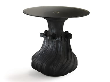 SCOUBIDOU - Round solid wood coffee table with bevelled crystal top by Fratelli Boffi