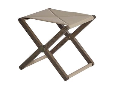 SCRANNO - Low folding stool in leather and wood by Paolo Castelli